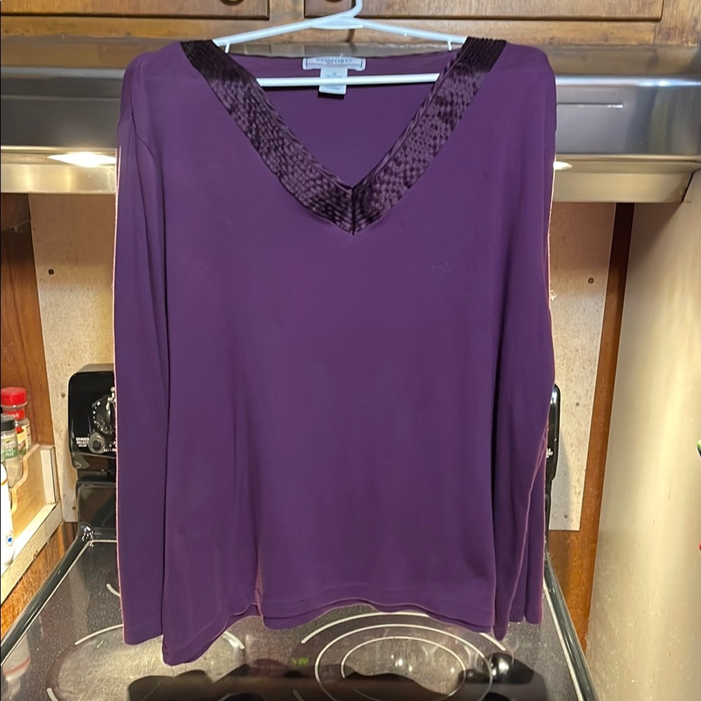 Elegant Purple V-Neck Women's Top